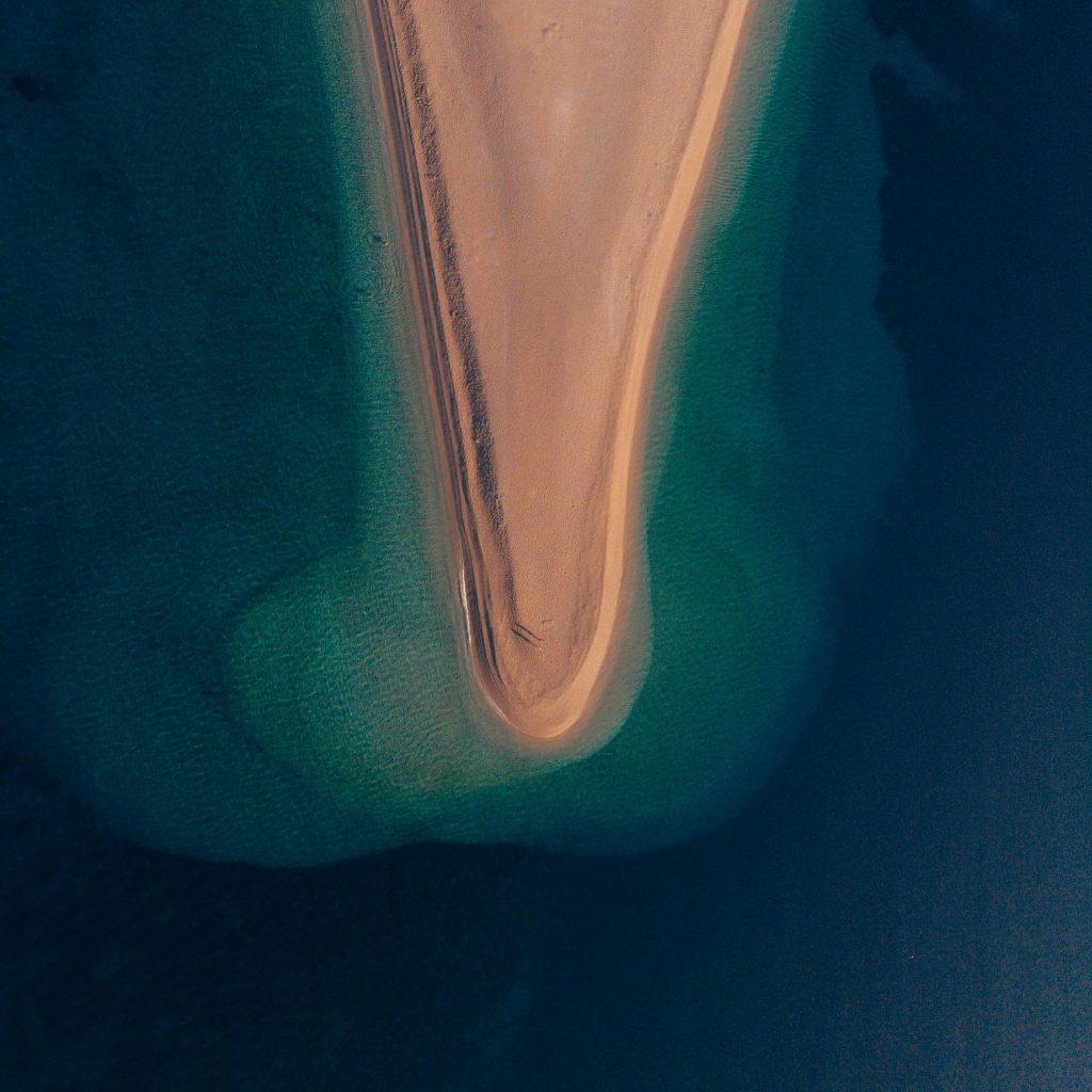 Aerial of Zlatni Rat on Brac