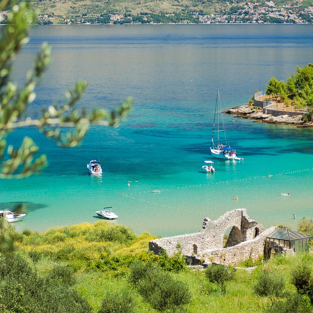 Picturesque landscape of sandy Lovrecina beach on Brac island, Croatia