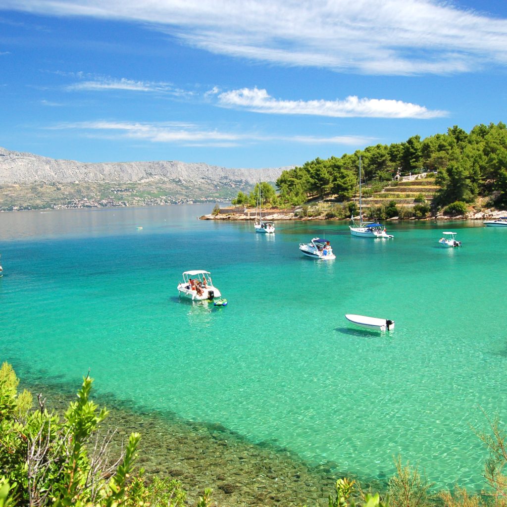 Picturesque view on sandy Lovrecina beach on Brac island, Croatia