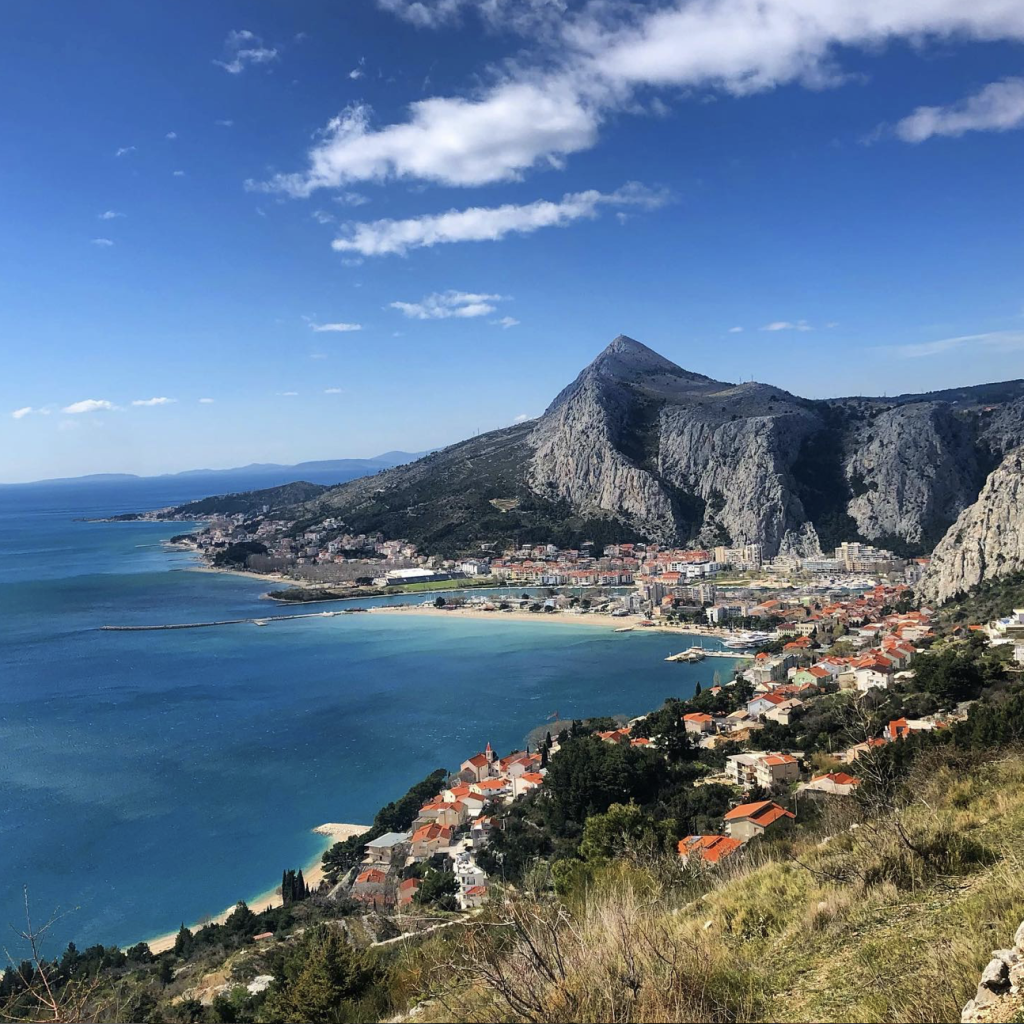 Aerial view of Omiš Mountains and the Adriatic Coast